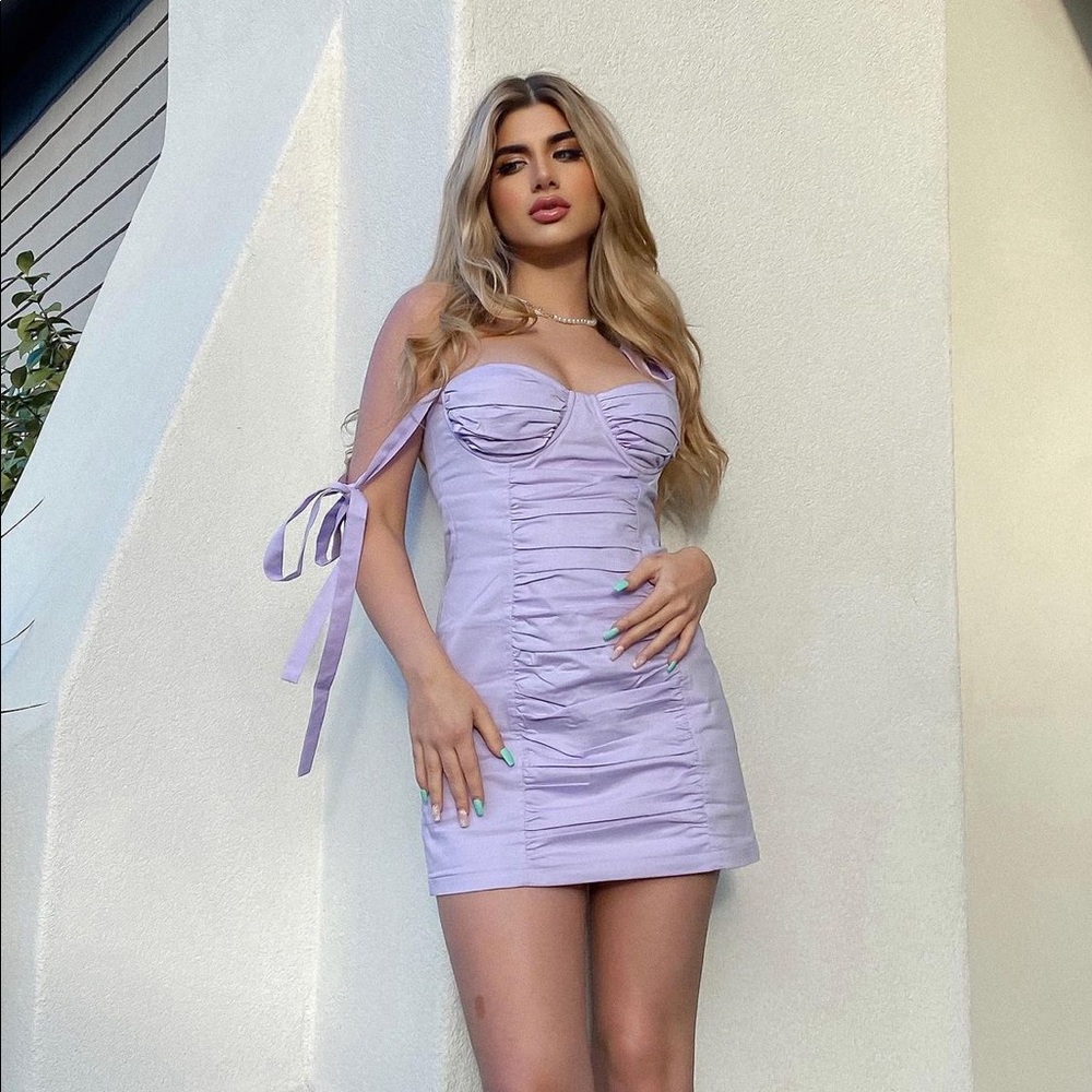 Purple pastel mini dress Revolve Camilla Coelho